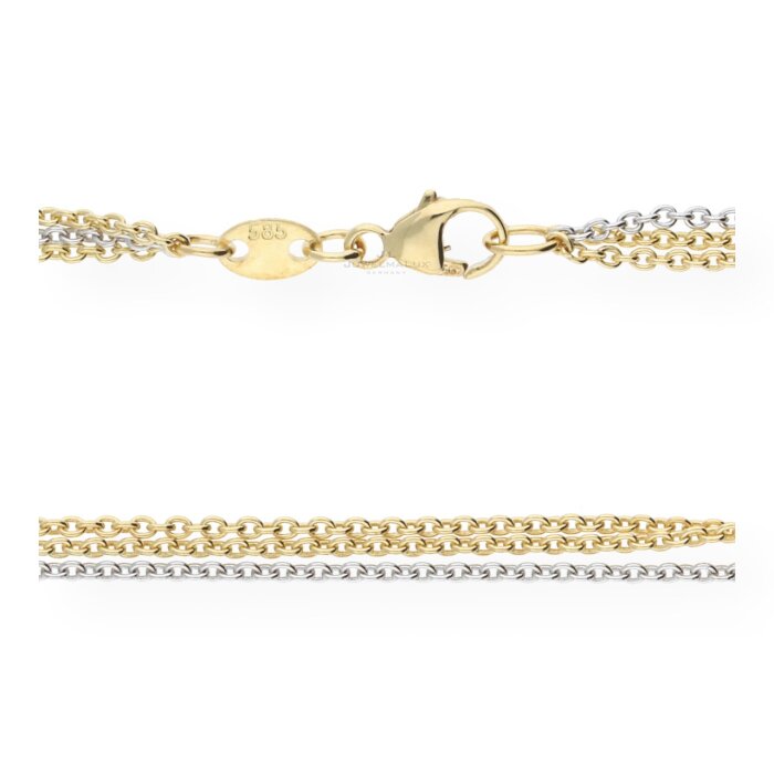 JuwelmaLux Halskette 3-reihig 585/000 (14 Karat) Gold- und Weißgold JL15-05-0050 Anker