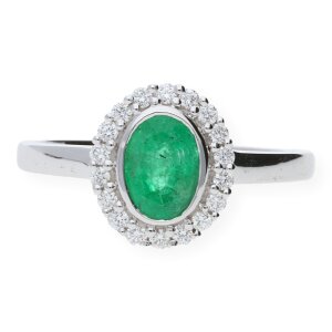 JuwelmaLux Weißgold 585 Ring mit Smaragd und...
