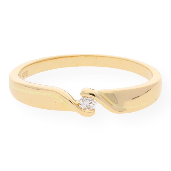 JuwelmaLux Ring Gelbgold 585er 14 Karat mit Brillant 0,05 Carat JL10-07-0136