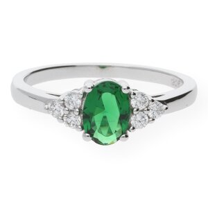 JuwelmaLux Ring Silber 925/000 mit synthetischem Smaragd JL10-07-0258