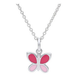 Kinder Kettenanhänger Silber 925 Schmetterling pink...