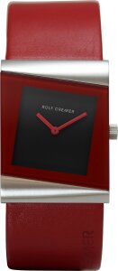 Rolf Cremer Uhr Style 500002 Lederband, Edelstahl, dunkelrot