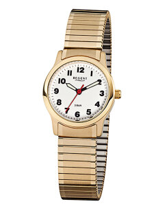 Regent Damen Armbanduhr F-896 Edelstahl gold plattiert...