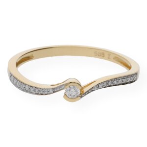 JuwelmaLux Ring Gelbgold 585er 14 Karat mit Brillant 0,10 Carat JL10-07-0076
