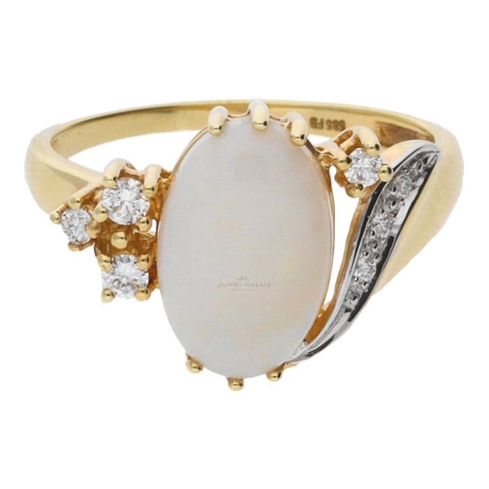 JuwelmaLux Ring 585/000 (14 Karat) Gold mit Opal und Brillanten JL12-07-0003