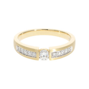 JuwelmaLux Gold 585 Ring mattiert mit Brillant JL10-07-0132