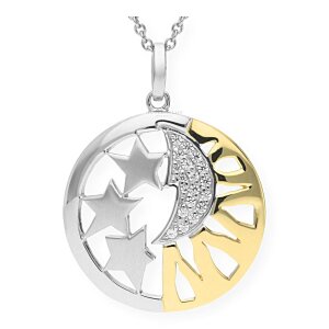 JuwelmaLux Anhänger 925/000 Sterling Silber Sonne, Mond und Sterne mit Zirkonia JL20-02-0410