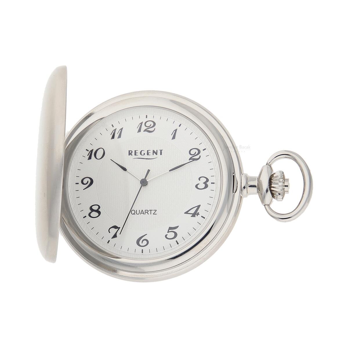 Montre De Poche Regent Savonnette - Boîtier 47 Mm, Cadran Blanc Chiffres Romains - Mouvement Quartz Miyota - Avec Date
