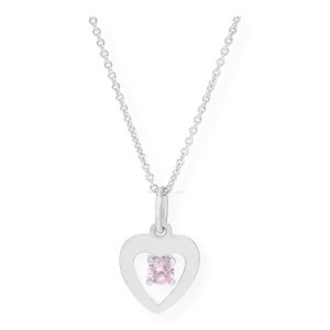 Kinder Kettenanhänger Silber 925 Herz Zirkonia rosa...