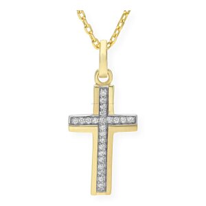 JuwelmaLux Anhänger 585 Gold Kreuz mit Brillanten...