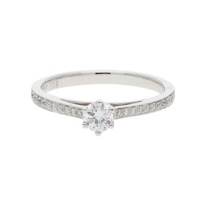 JuwelmaLux Verlobungsring 585er 14 Karat Weißgold mit Diamanten 0,30ct JL27-07-0018