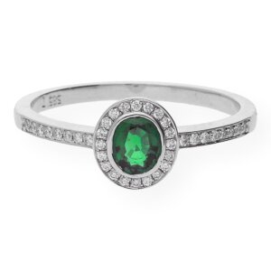 JuwelmaLux Ring 585 Wei&szlig;gold 14 Karat Smaragd und...
