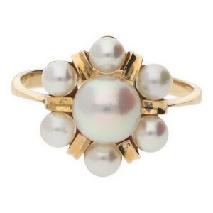 Damenring 750 Gelbgold Akoyazuchtperle Second Hand...