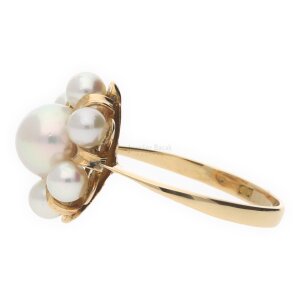 Damenring 750 Gelbgold Akoyazuchtperle Second Hand...