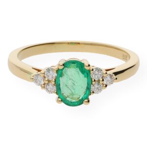JuwelmaLux Ring Gelbgold 585er 14 Karat mit Smaragd und...