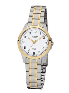 Regent Damen Armbanduhr F-1006 Edelstahl gold plattiert