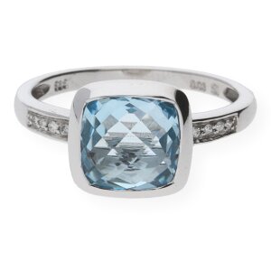 Juwelmalux Ring 585 Wei&szlig;gold mit Blautopas und...