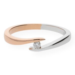 Ring Roségold und Weißgold 585 Brillant...