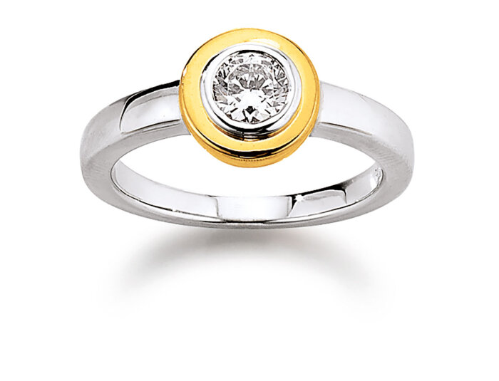 VIVENTY Damen Ring 775491 Sterling Silber, Bicolor, vergoldet, Zirkonia