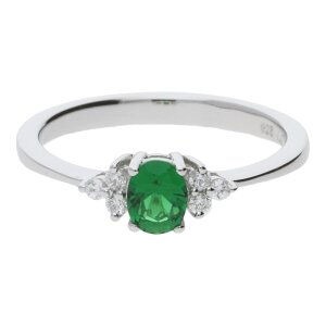 JuwelmaLux Ring Silber 925/000 mit synthetischem Smaragd JL10-07-0256