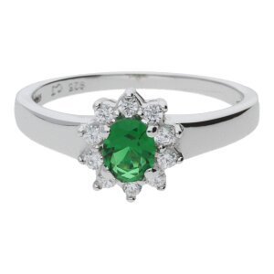 JuwelmaLux Silber Ring 925 mit synth. Smaragd und Zirkonia JL10-07-0027