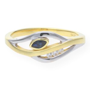 JuwelmaLux Ring 333 Gold- und Weißgold mit Saphir...