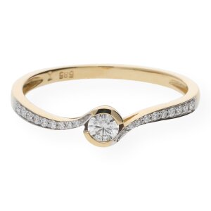 JuwelmaLux Ring Gelbgold 585er 14 Karat mit Brillant 0,20 ct. JL10-07-0231