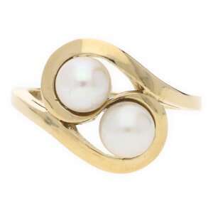 Damenring Akoyazuchtperle 585 Gelbgold Second Hand...