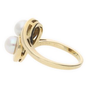 Damenring Akoyazuchtperle 585 Gelbgold Second Hand...
