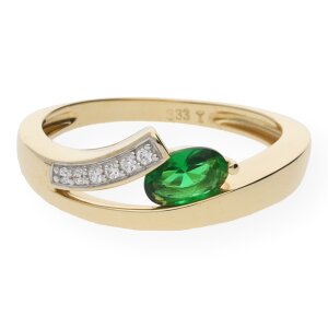 JuwelmaLux Ring Gelbgold 333er 8 Karat mit synthetischem Smaragd JL10-07-0145