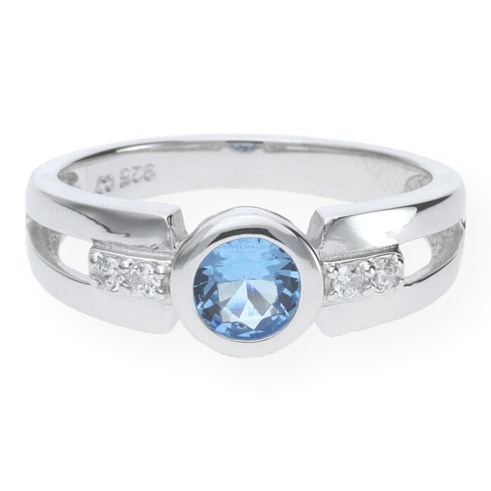 Juwelmalux Ring 925er Sterling Silber synth. Zirkonia blau JL10-07-0948 54