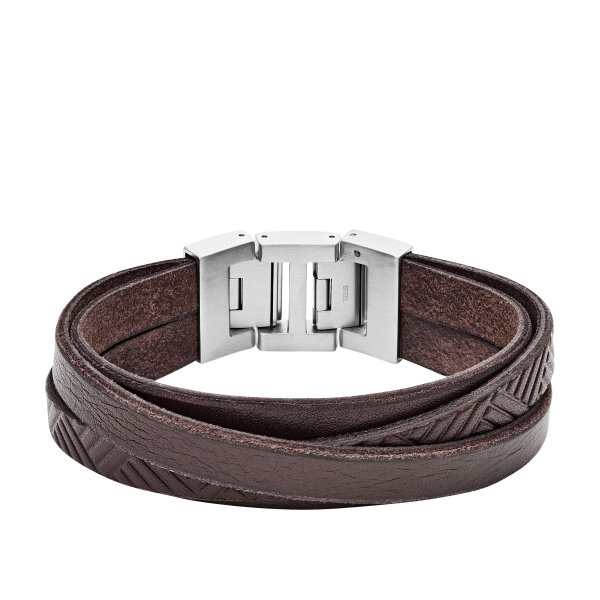 Fossil Herren Armband JF02999040 Textured Brown Leather Wrist Wrap