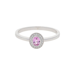 JuwelmaLux Ring Pink Saphir und Zirkonia 333 Weißgold JL10-07-0998