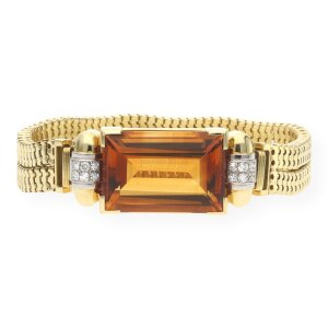 Vintage Armband aus 750/000 (18 Karat) Gold mit Citrin...