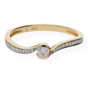 JuwelmaLux Ring Gelbgold 585er 14 Karat mit Brillant 0,16 Carat JL10-07-0082