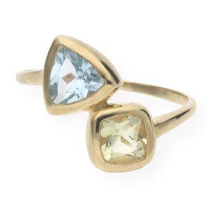 JuwelmaLux Ring 333/000 (8 Karat) Gold Blautopas &amp;...