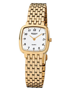Regent Damen Armbanduhr Edelstahl F-521 gold plattiert