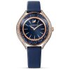 Swarovski Damen Uhr 5519447 Crystalline Aura, Lederarmband, blau, rosé vergoldetes PVD-Finish