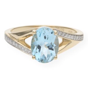 JuwelmaLux Ring 585/000 (14 Karat) Gold mit Blautopas...