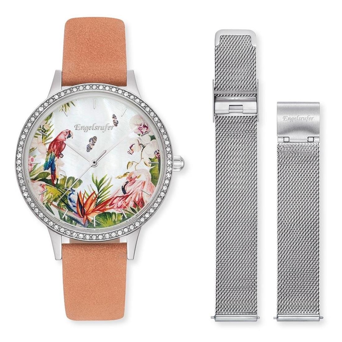 Orologio Engelsrufer Da Donna, Cassa 18x26 Mm, Bracciale In Acciaio Inox, Quadrante Argento Con Simboli, Movimento Al Quarzo