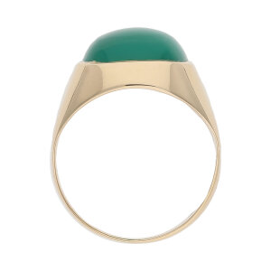 Ring mit grünem Achat aus 585/000 (14 Karat) Gold, Second Hand, getragen