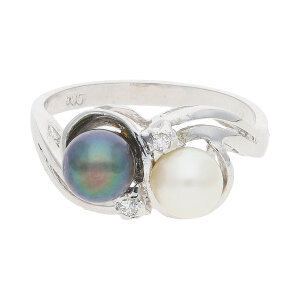 Ring Weißgold 585 Diamant Akoya Zuchtperle Second...