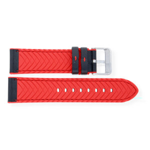 JuwelmaLux Uhrband JL38-10-0148 Leder/Silikon rot, schwarz