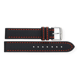 JuwelmaLux Uhrband JL38-10-0189 Leder, Schwarz/Rot