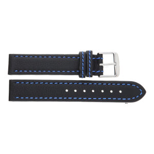 JuwelmaLux Uhrband JL38-10-0190 Leder, Schwarz/Blau