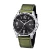 Regent Herren Armbanduhr BA-645 grünes Textil- und Lederband