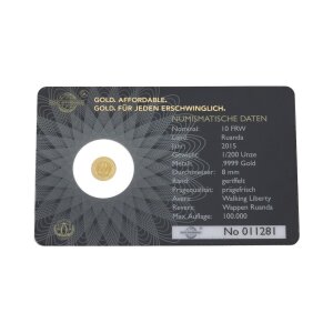 Goldmünze Walking Liberty 1/200 Unze 999,9 Feingold...