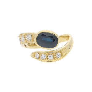 Saphr Ring Gold 750 Brillanten Second Hand 25320372 getragen