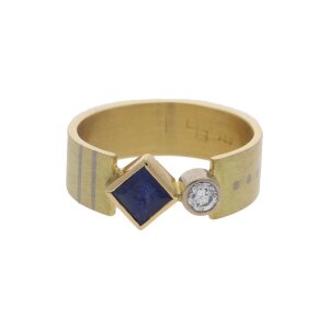 Ring 750/000 Gold & Weißgold mit Saphir und...