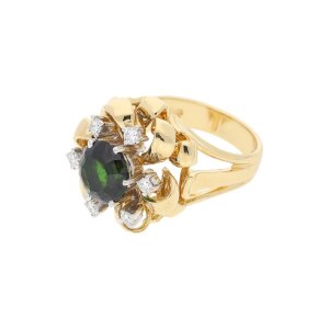 Turmalin Ring Gold und Weißgold 750 Diamanten...